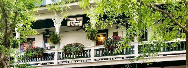 Bourbon Street Grille balcony overlooking Dahlonega square