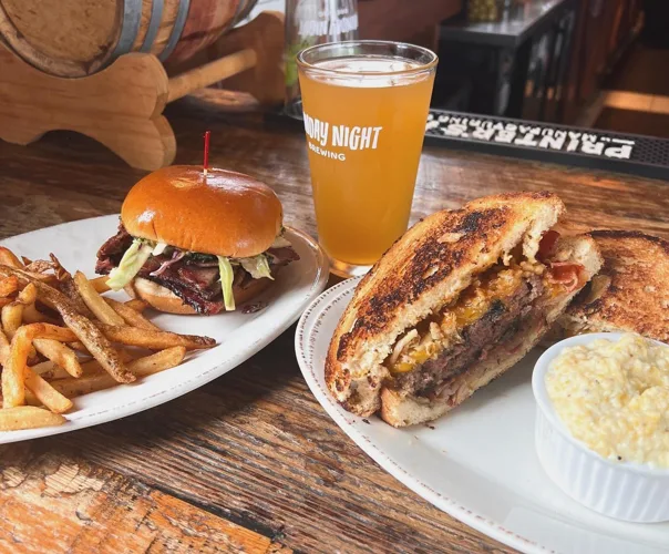 Burger and sandwich at Brown Dog Eatery