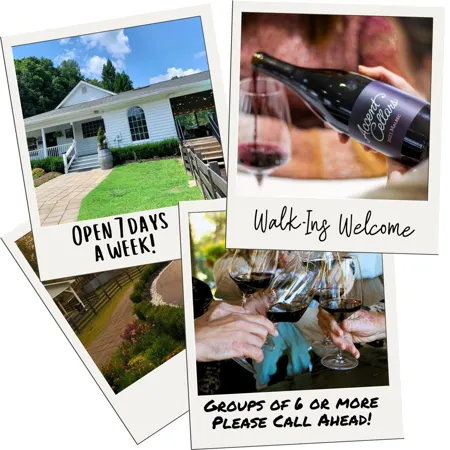 Official Accent Cellars collage showing the winery exterior and wine tasting