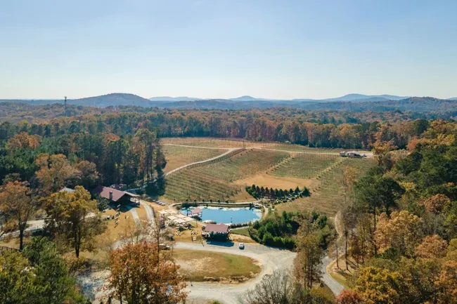 Aerial view of Big Door Vineyards estate