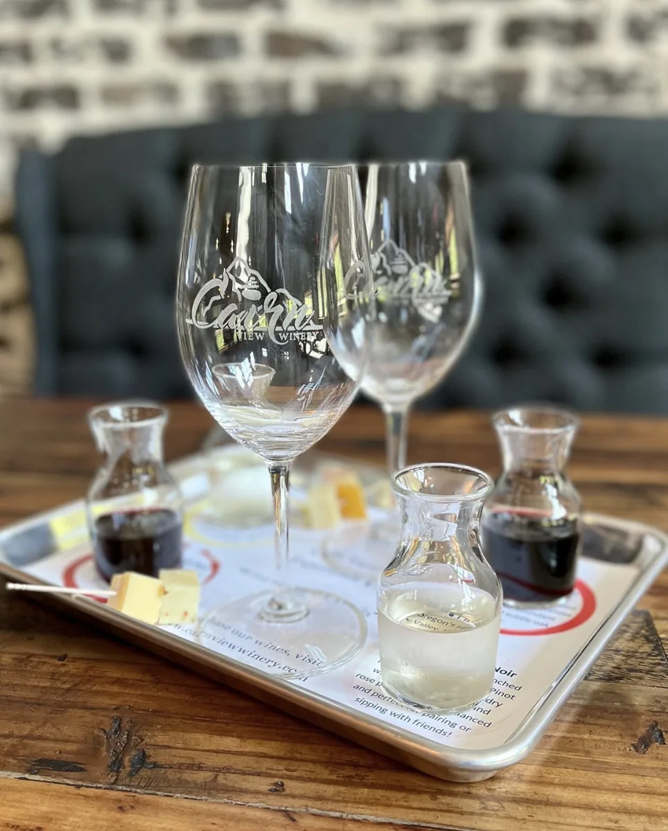 Cairn View glasses and wine tasting flight