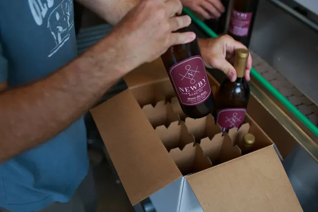 Bottling Newby Farm wine