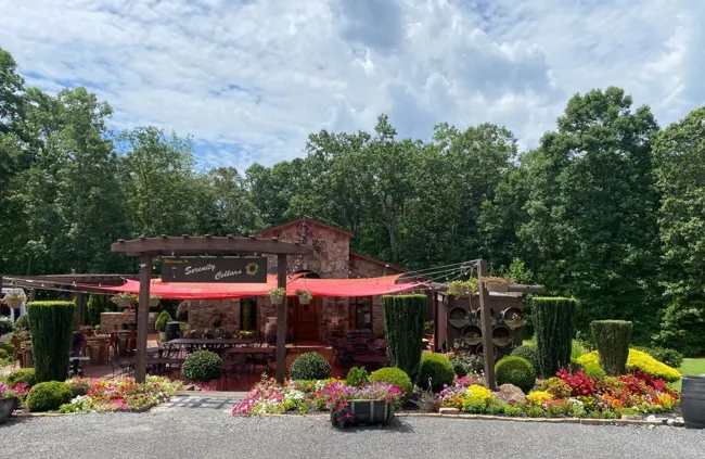 Serenity Cellars landscaped garden and winery terrace