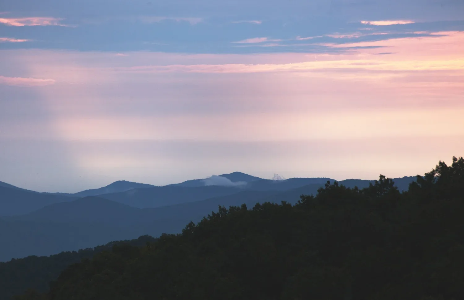 Mountain ridgelines at sunset from Terra Incognita Vineyard